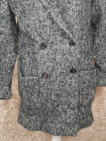 Manteau IKKS gris chiné effet tweed double boutonnage taille 40