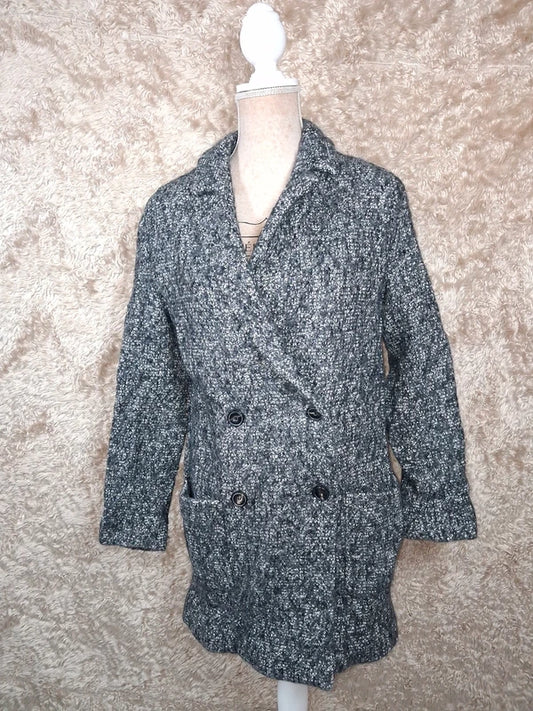 Manteau IKKS gris chiné effet tweed double boutonnage taille 40