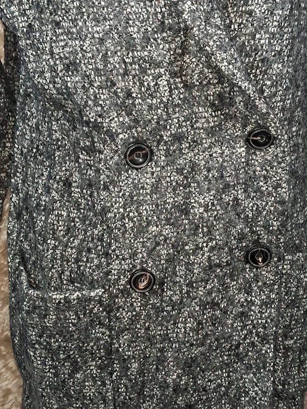 Manteau IKKS gris chiné effet tweed double boutonnage taille 40