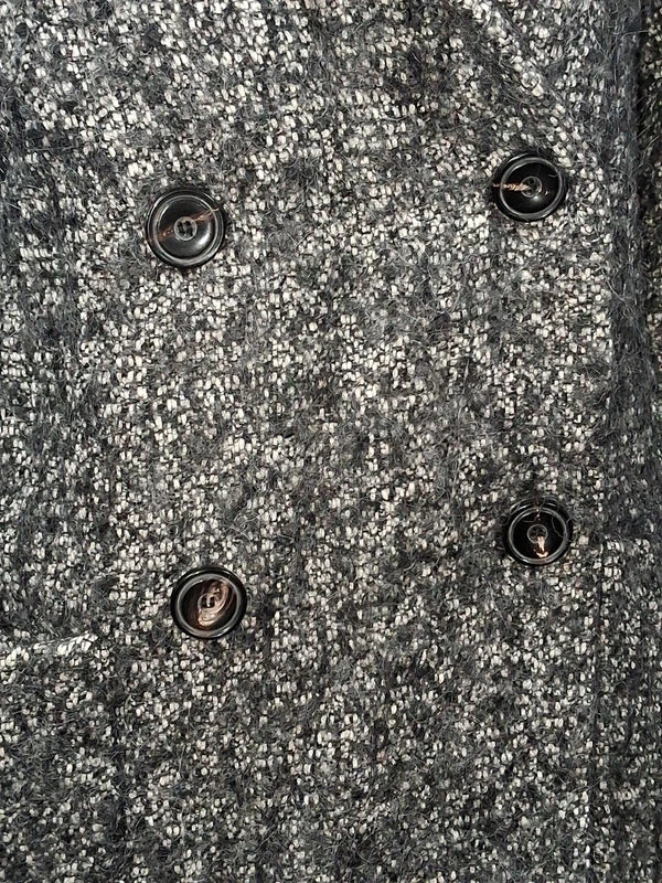 Manteau IKKS gris chiné effet tweed double boutonnage taille 40