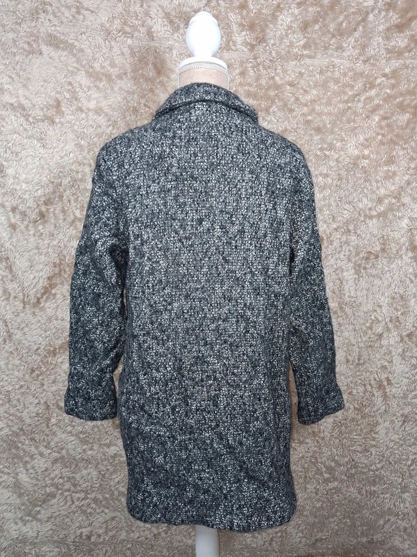 Manteau IKKS gris chiné effet tweed double boutonnage taille 40