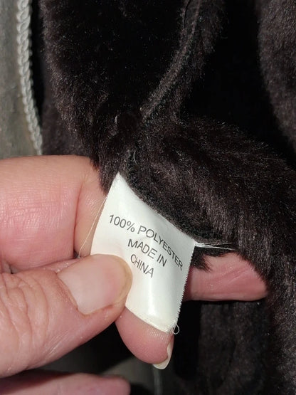 Veste effet peau lainée grise col fausse fourrure taille M