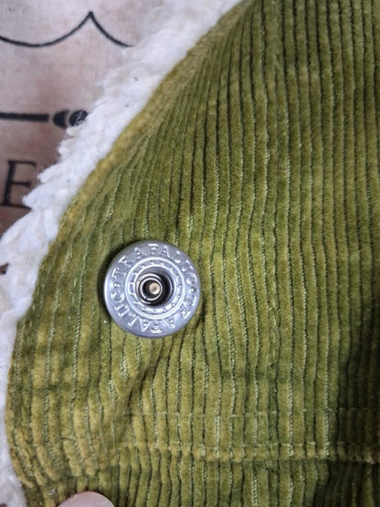 Veste Trafaluc Active velours côtelé vert kaki doublée écru taille M