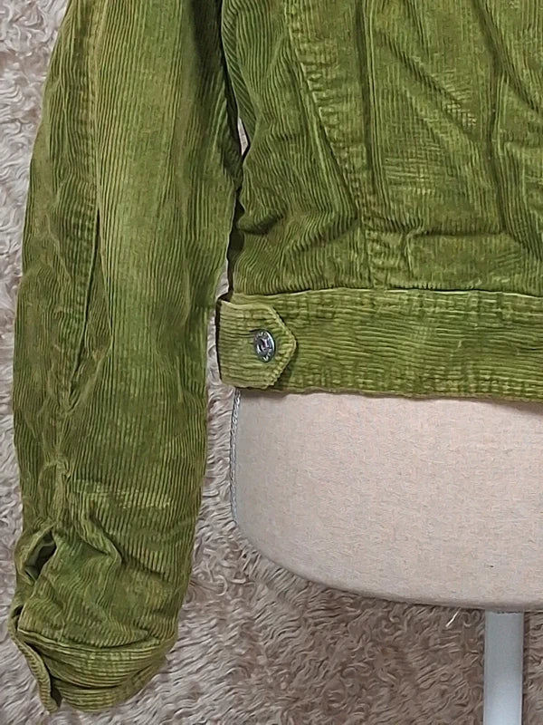 Veste Trafaluc Active velours côtelé vert kaki doublée écru taille M