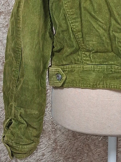 Veste Trafaluc Active velours côtelé vert kaki doublée écru taille M