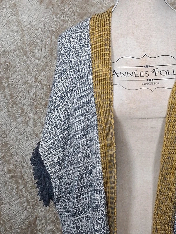 Gilet long Bonobo Jeans chiné à franges moutarde taille S