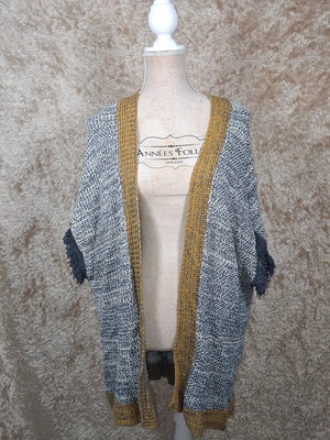 Gilet long Bonobo Jeans chiné à franges moutarde taille S