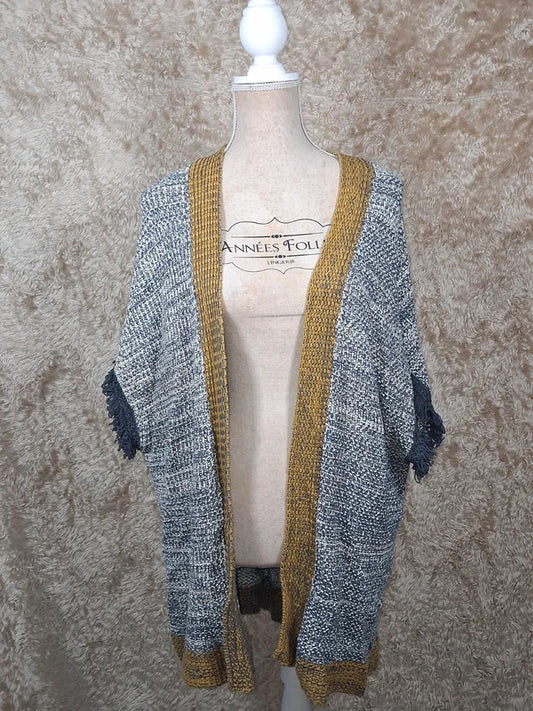 Gilet long Bonobo Jeans chiné à franges moutarde taille S