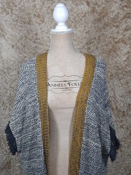 Gilet long Bonobo Jeans chiné à franges moutarde taille S