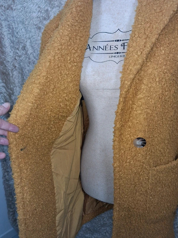 Manteau edc bouclette jaune moutarde taille XS