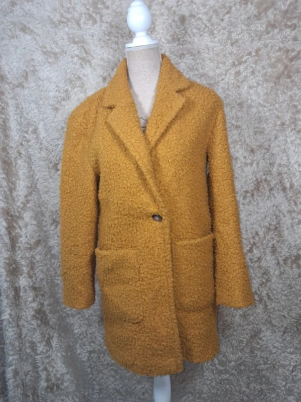 Manteau edc bouclette jaune moutarde taille XS