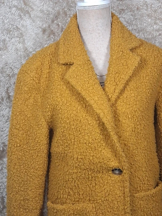 Manteau edc bouclette jaune moutarde taille XS