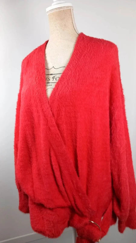 Pull Douillet "Effet Duveteux" Rouge Éclatant - Bodyflirt - Taille 54/56