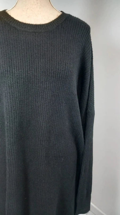 Robe Pull Noire Oversize 4XL Kiabi T. 58/60 Maille Côtelée Confort