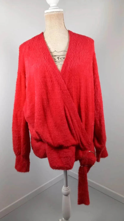 Pull Douillet "Effet Duveteux" Rouge Éclatant - Bodyflirt - Taille 54/56