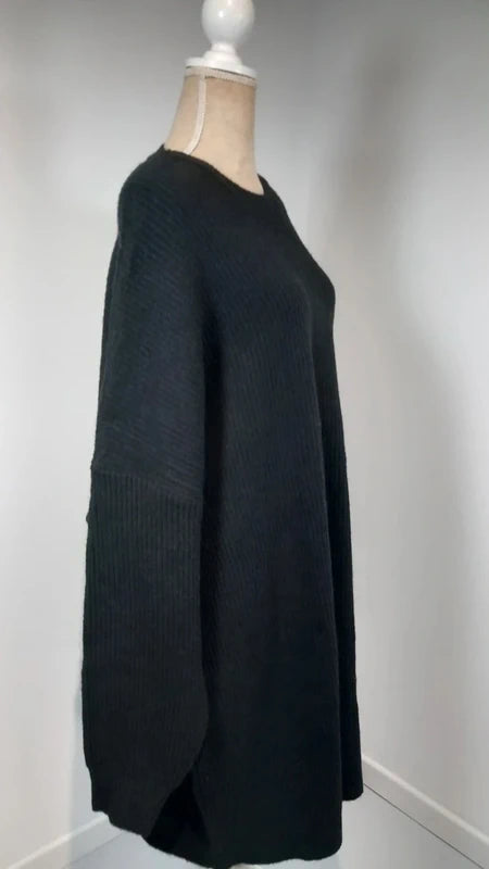 Robe Pull Noire Oversize 4XL Kiabi T. 58/60 Maille Côtelée Confort