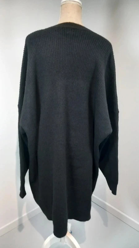 Robe Pull Noire Oversize 4XL Kiabi T. 58/60 Maille Côtelée Confort