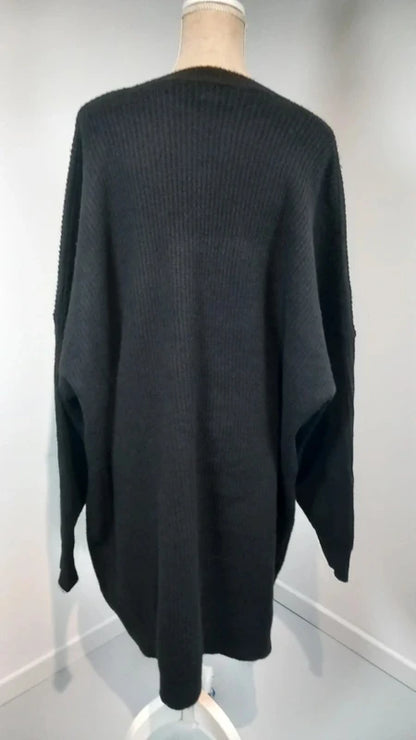 Robe Pull Noire Oversize 4XL Kiabi T. 58/60 Maille Côtelée Confort