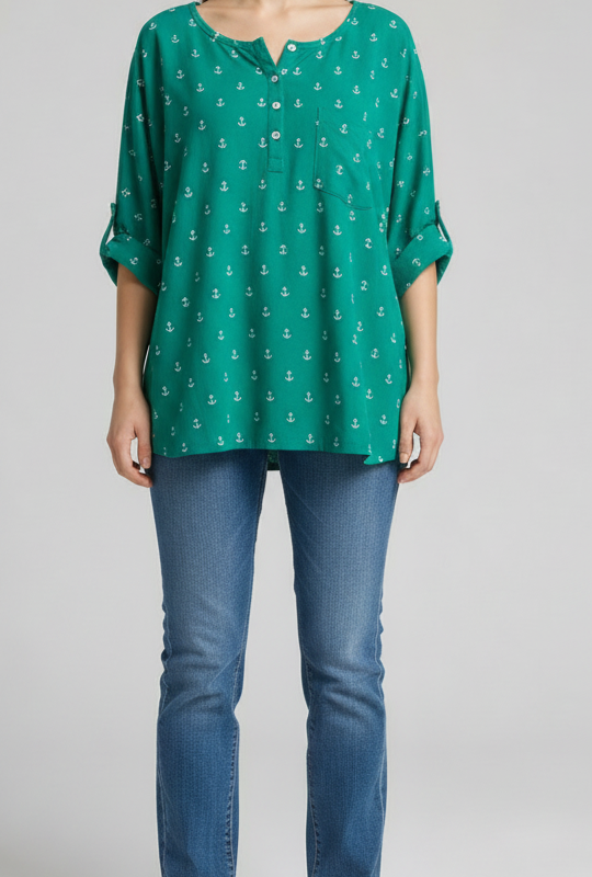 Tunique verte motif ancre taille 54/56