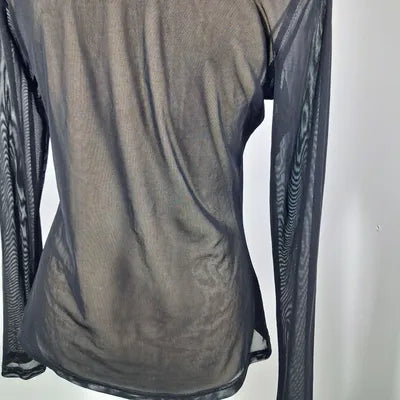 Black Mesh Long Sleeve Transparent Top Smash Size L