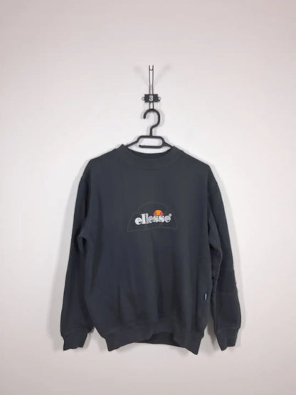 Sweat Ellesse Vintage Logo Brodé – Style Streetwear Retro – Noir Délavé – Taille S