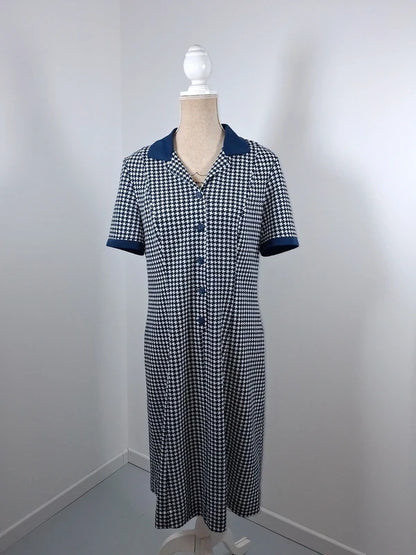Robe chemise vintage motif géométrique rétro Phildar – Taille 48