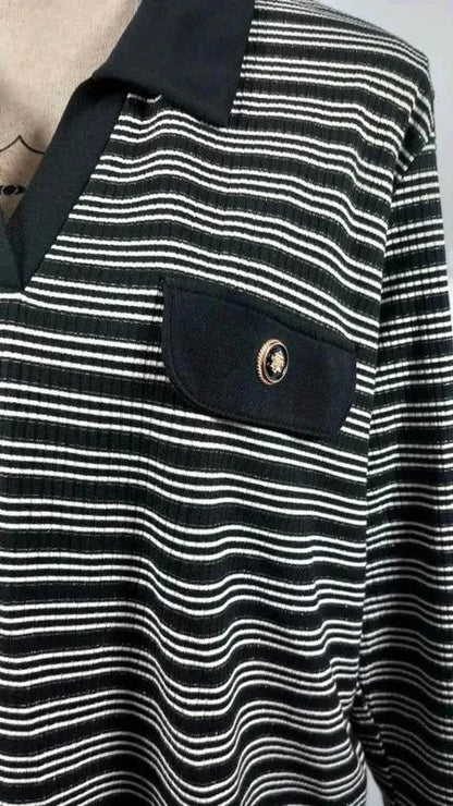 Pull Marinière Chic à Détails Dorés – NEUF – Taille 6 (Grande Taille 48/50)