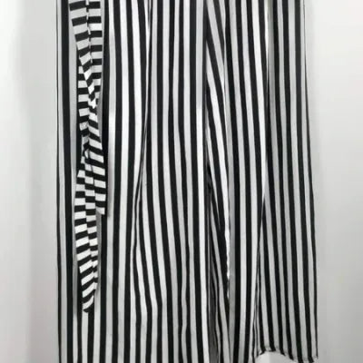 Pantalon Fluide Palazzo Rayé Noir & Blanc – Style Graphique – NEUF – Taille 4