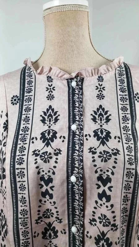 Boho Chic Tunic Powder Pink & Black – XL – New