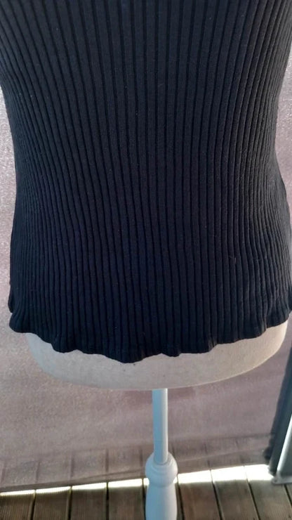 Tee-shirt Noir en Maille Côtelée Chic - Zara - Taille M