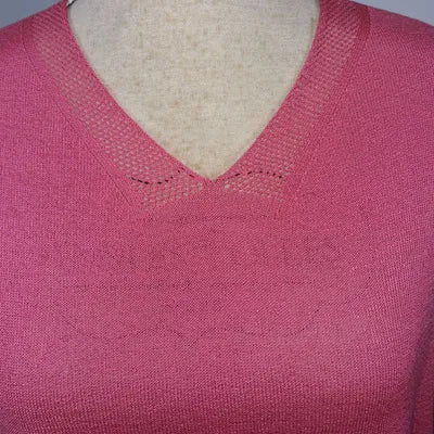 Pull fin col V rose framboise Fileuse d'Arvor – Taille 5 (XL/XXL) – Très bon état