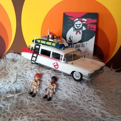 Ghostbusters - Ecto-1 Vehicle + Winston & Janine Figures - Vintage Collector Toy