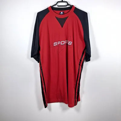 DIKESEN Two-Tone Red Black Sports T-Shirt – Graphic Print – Mesh – Size XXL