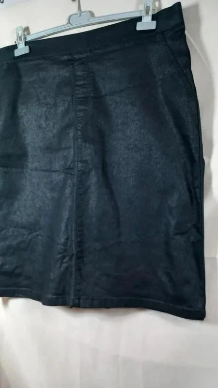 Jupe Droite Noire Toscane Neuf T4 (54) Effet Enduit / Simili Cuir