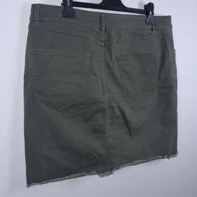 Jupe en jean kaki Kiabi – Taille 44 – Effet frangé