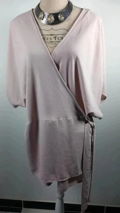 Blouse coeur croise style kimono rose poudré taille 54 marque New Look