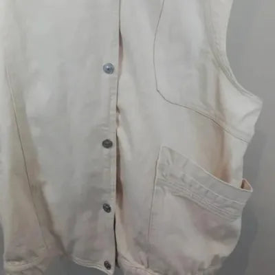 KIABI Plus Size 58/60 Cream Cotton Asymmetrical Sleeveless Gilet / Jacket