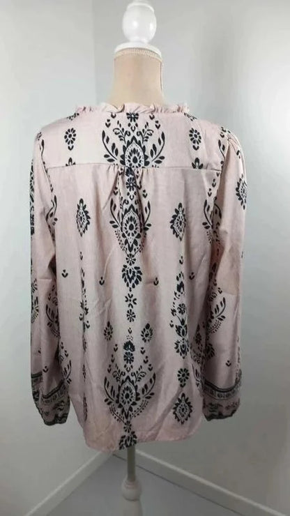 Boho Chic Tunic Powder Pink & Black – XL – New