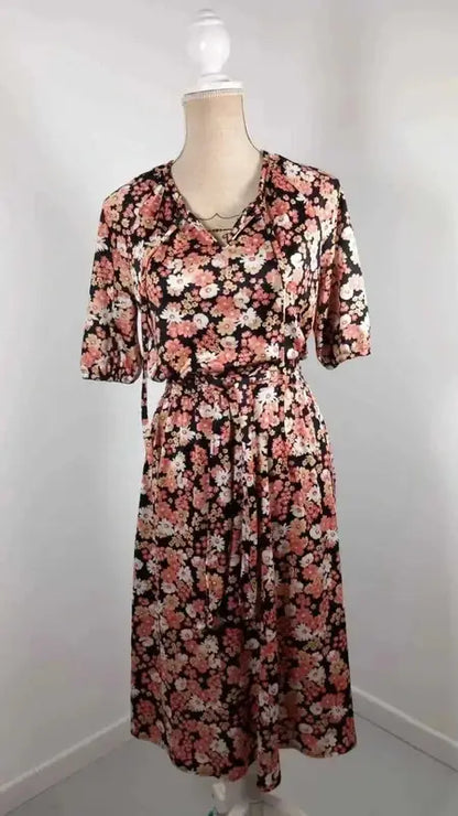 Robe mi-longue vintage fleurie neuve – Style Rétro/Romantique – Taille 38