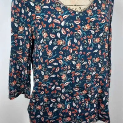 Promod Paisley Print Tunic - Size 38 - V-neck & Detailed Back