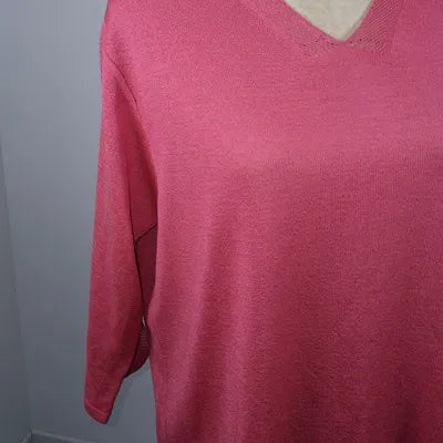 Pull fin col V rose framboise Fileuse d'Arvor – Taille 5 (XL/XXL) – Très bon état