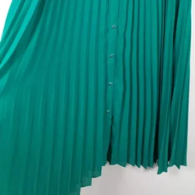 Jupe Longue Plissée Cache Cache – Vert Émeraude – Boutons Décoratifs – Taille 40