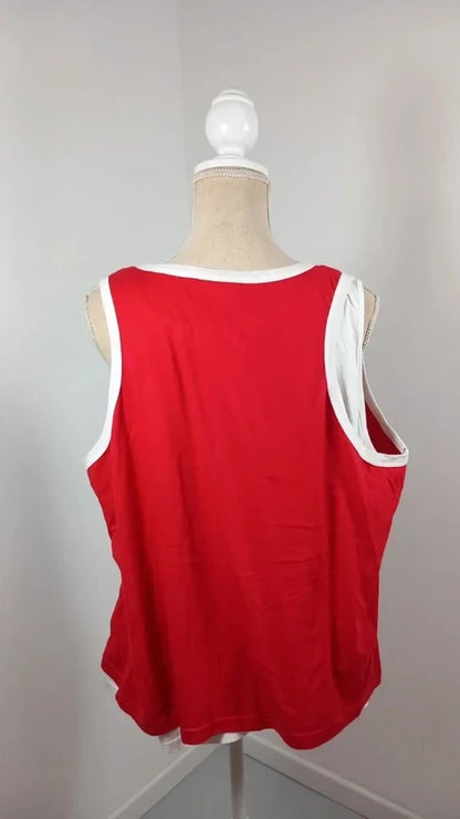 New T56 Happiness Blue 2-in-1 Top – Red & White Lace-Up Tank Top