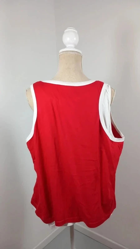 Top 2-en-1 bleu bonheur Neuf T56 – Débardeur Rouge & Blanc à Lacets