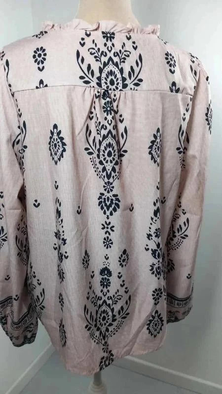 Boho Chic Tunic Powder Pink & Black – XL – New