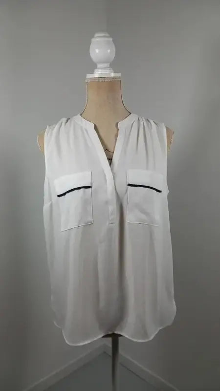 Blouse Sans Manches Blanche Primark Neuf T42 – Top Fluide Style Officier