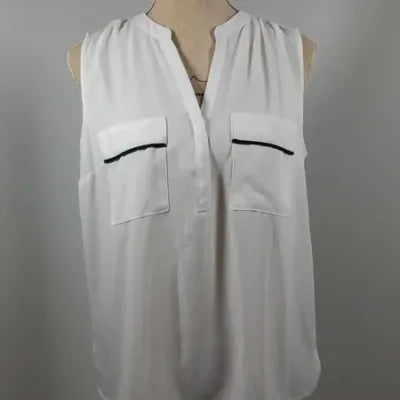 Blouse Sans Manches Blanche Primark Neuf T42 – Top Fluide Style Officier