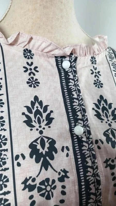 Boho Chic Tunic Powder Pink & Black – XL – New