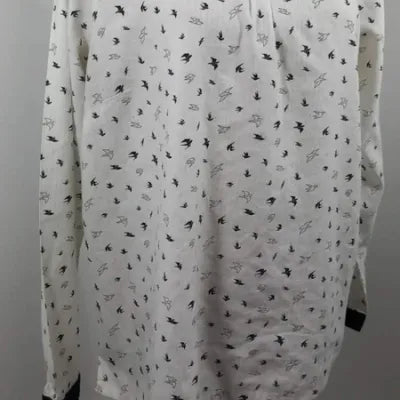 Terre de marins White Tunic with Swallow Motifs Size 44 - Very Good Condition