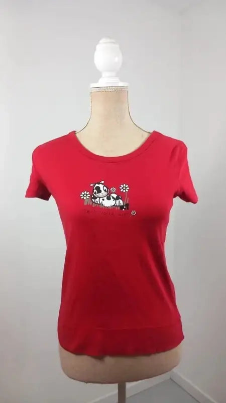 Cache Cache T-shirt – "Meuh Voilà Bien" – Cow Print – Fitted Cut – Size 38 (M)